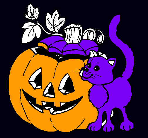 Calabaza y gato