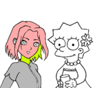 Dibujo Sakura y Lisa pintado por uy6ui7iuiui7iui
