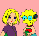 Dibujo Sakura y Lisa pintado por ANALIA