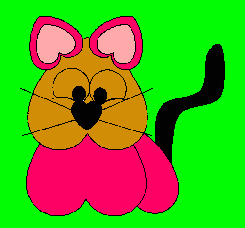 Dibujo Gato corazón pintado por alexa