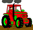 Dibujo Tractor en funcionamiento pintado por brock