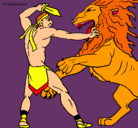 Dibujo Gladiador contra león pintado por yg123