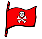 Dibujo Bandera pirata pintado por rojo