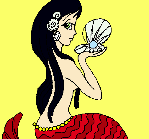 Dibujo Sirena y perla pintado por anna