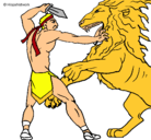 Dibujo Gladiador contra león pintado por nazz