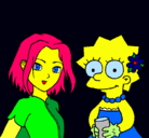 Dibujo Sakura y Lisa pintado por eddy