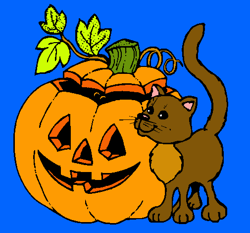 Calabaza y gato