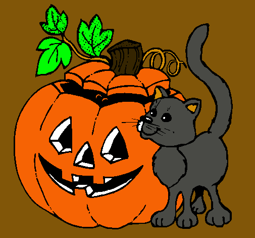 Calabaza y gato