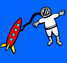 Dibujo Cohete y astronauta pintado por Dani05