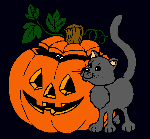 Calabaza y gato