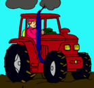 Dibujo Tractor en funcionamiento pintado por cesar