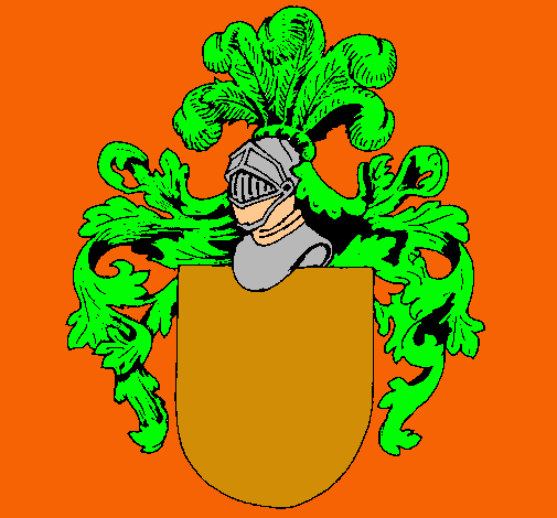 Dibujo Escudo de armas y casco pintado por amalia