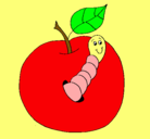 Dibujo Manzana con gusano pintado por MAIBETH