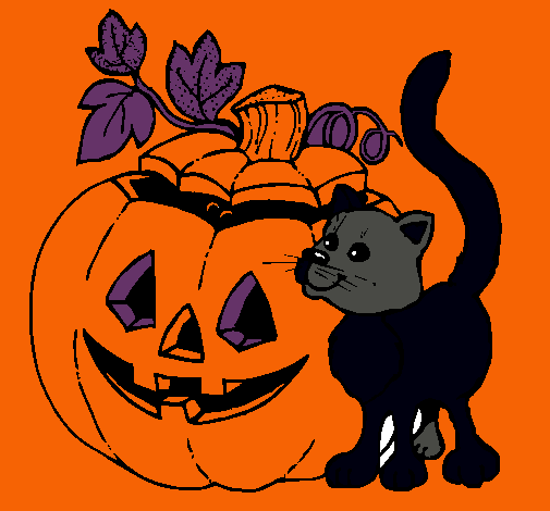 Calabaza y gato