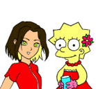 Dibujo Sakura y Lisa pintado por adrea