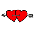 Dibujo Dos corazones con una flecha pintado por corazones 