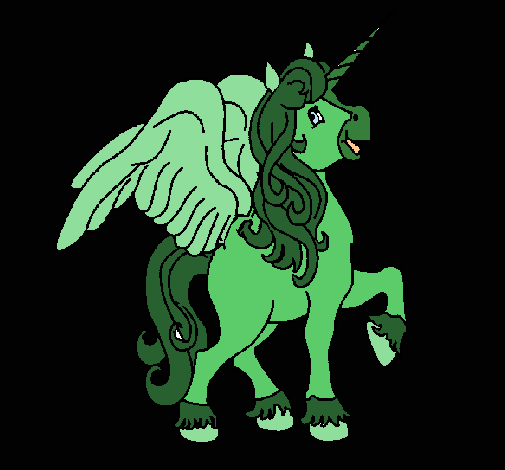 Dibujo Unicornio con alas pintado por fany