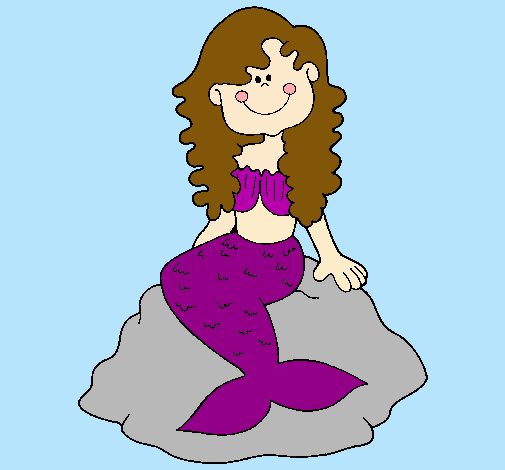 Dibujo Sirena sentada en una roca pintado por hitany