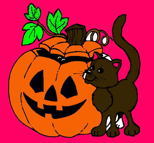 Calabaza y gato