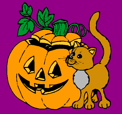 Calabaza y gato