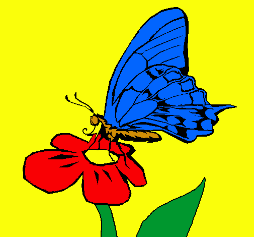 Dibujo Mariposa en flor pintado por amalia