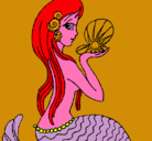 Dibujo Sirena y perla pintado por junior