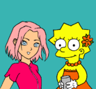 Dibujo Sakura y Lisa pintado por carolina