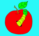 Dibujo Manzana con gusano pintado por luis512
