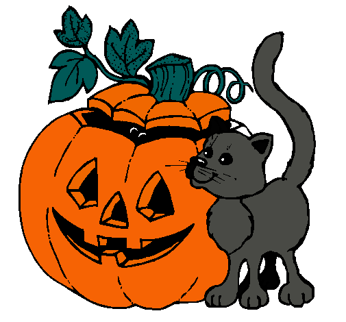 Calabaza y gato