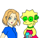 Dibujo Sakura y Lisa pintado por LOLA