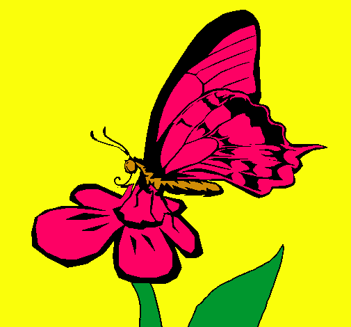 Dibujo Mariposa en una flor pintado por amalia