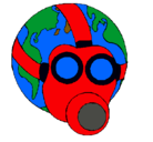 Dibujo Tierra con máscara de gas pintado por mila