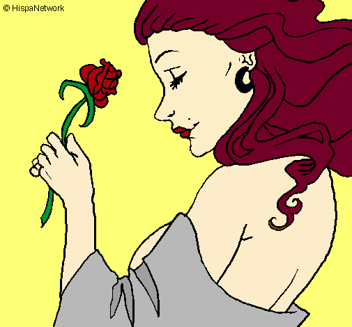 Dibujo Princesa con una rosa pintado por anna
