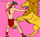Dibujo Gladiador contra león pintado por Anabel