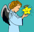 Dibujo Ángel y estrella pintado por nican