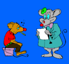 Dibujo Doctor y paciente ratón pintado por lola