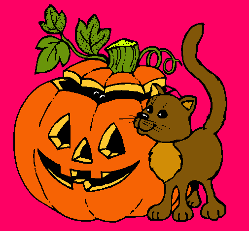 Calabaza y gato