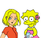 Dibujo Sakura y Lisa pintado por esterina