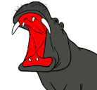 Dibujo Hipopótamo con la boca abierta pintado por emiliano