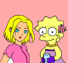 Dibujo Sakura y Lisa pintado por frida