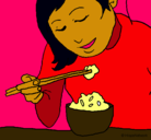 Dibujo Comiendo arroz pintado por malena