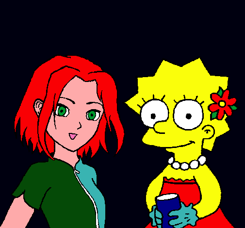 Dibujo Sakura y Lisa pintado por esme