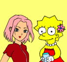 Dibujo Sakura y Lisa pintado por andreiitha