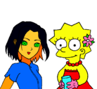 Dibujo Sakura y Lisa pintado por vbnbggg        