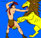 Dibujo Gladiador contra león pintado por Gerardo
