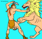 Dibujo Gladiador contra león pintado por jose