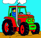 Dibujo Tractor en funcionamiento pintado por mateo 