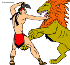 Dibujo Gladiador contra león pintado por christopher