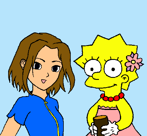 Dibujo Sakura y Lisa pintado por brujita99