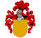 Dibujo Escudo de armas y casco pintado por kevin